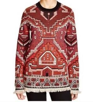 Tory Burch Tapestry Jacquard Crewneck Sweater Womens XS